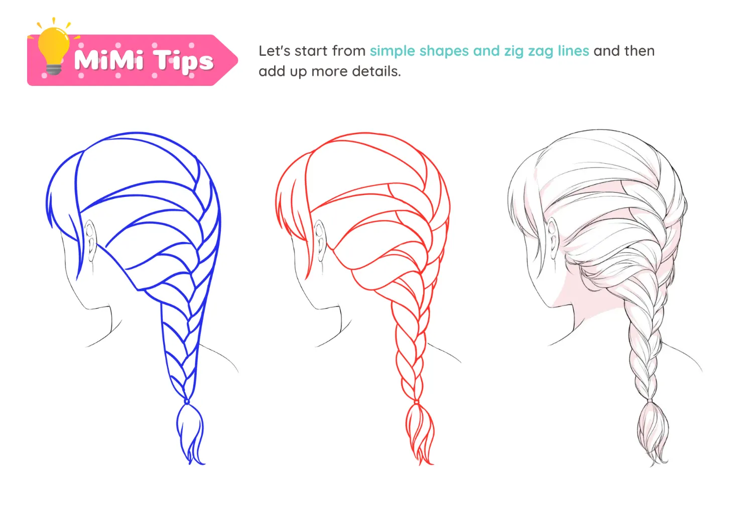 how to draw a braid step by step