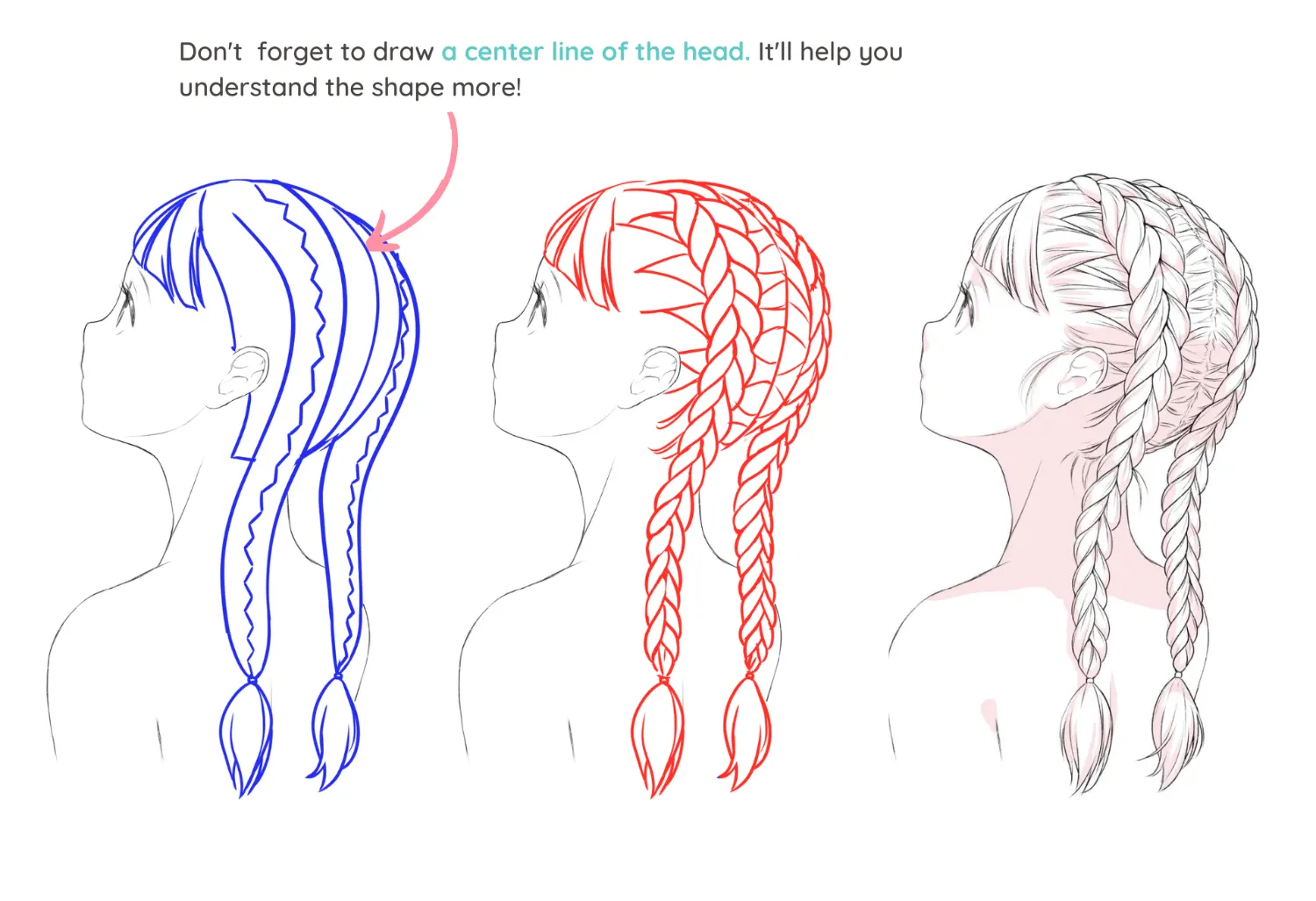 How To Draw Ten Types Of Braids Lunar ★ Mimi 8267