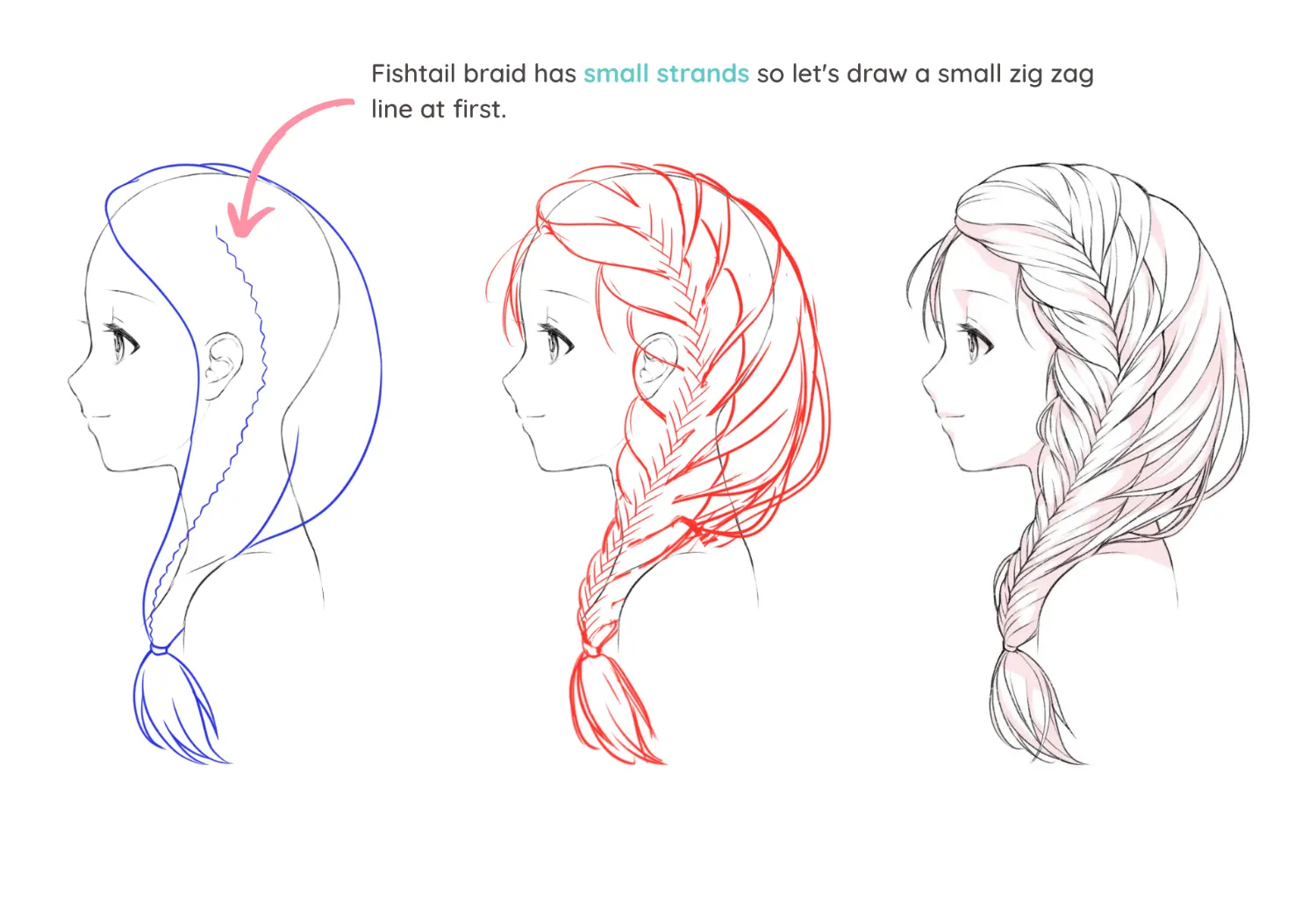 How to draw ten types of braids – LUNAR ★ MIMI