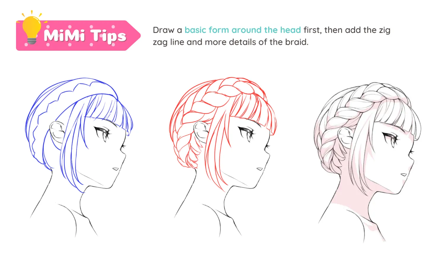 How to draw ten types of braids – LUNAR ★ MIMI