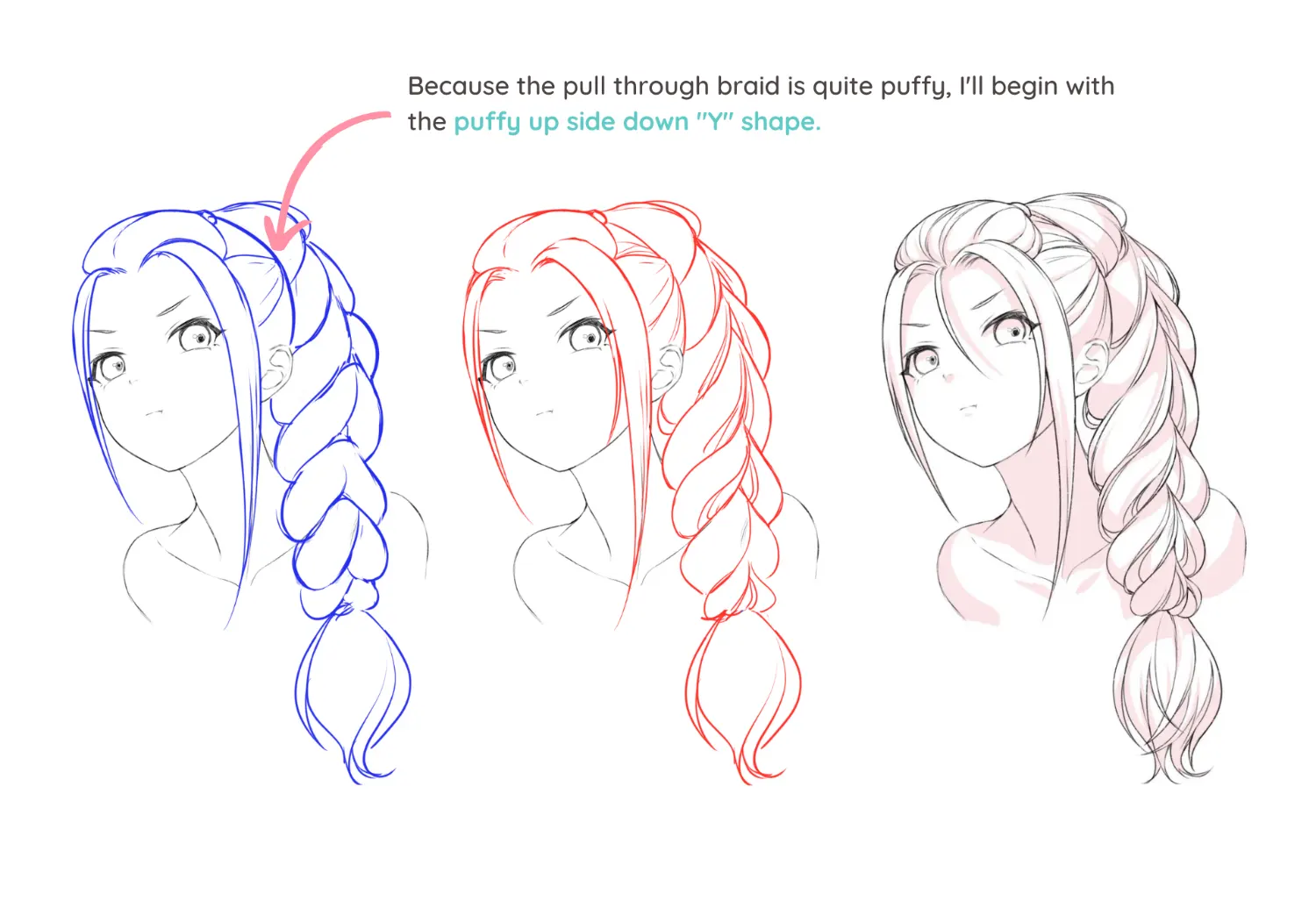 How to draw ten types of braids – LUNAR ★ MIMI