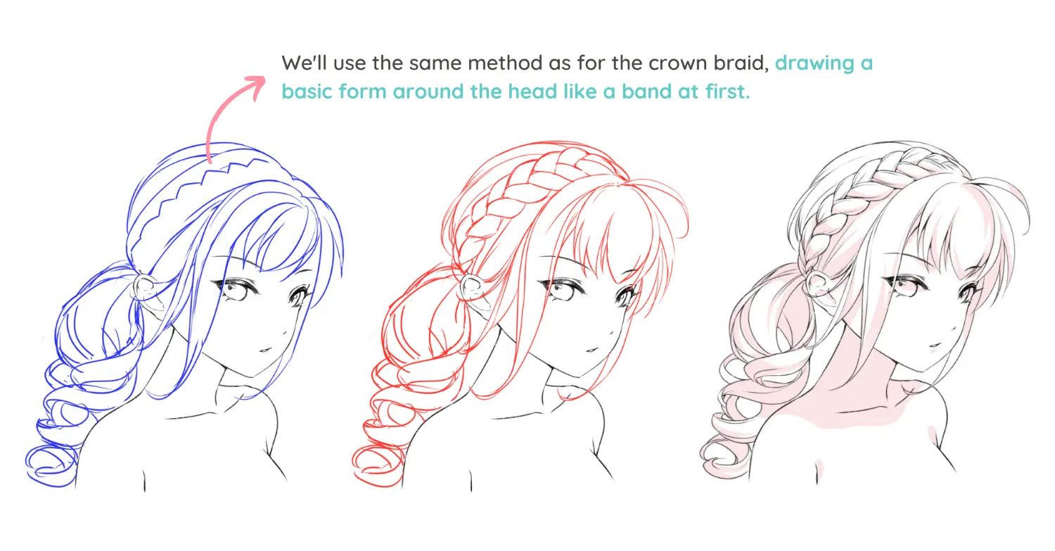 How to draw ten types of braids – LUNAR ★ MIMI