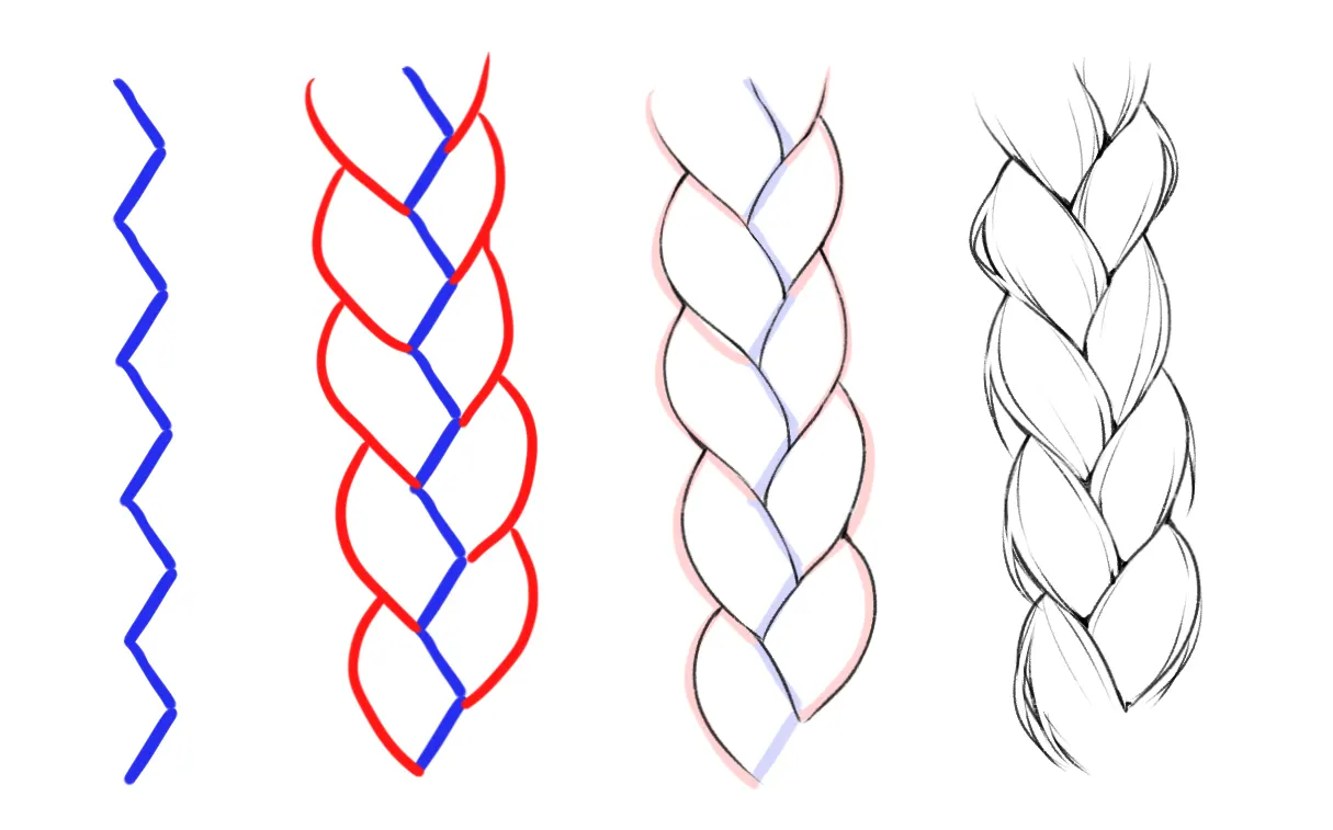 How to draw ten types of braids LUNAR ★ MIMI