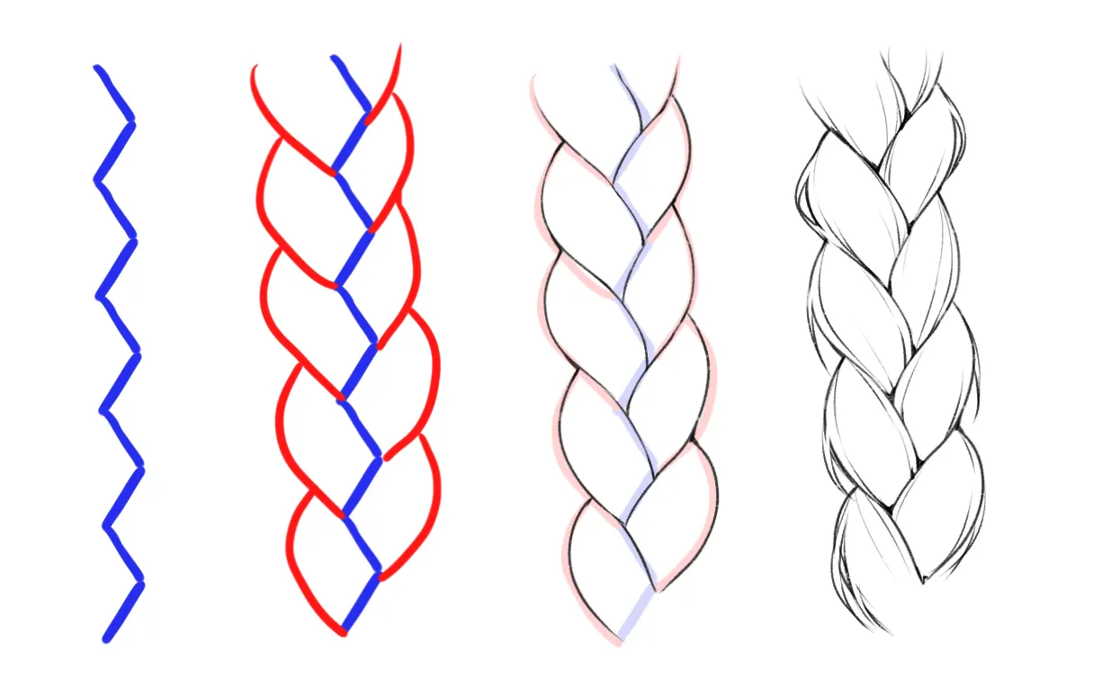 How To Draw A Braid Step By Step