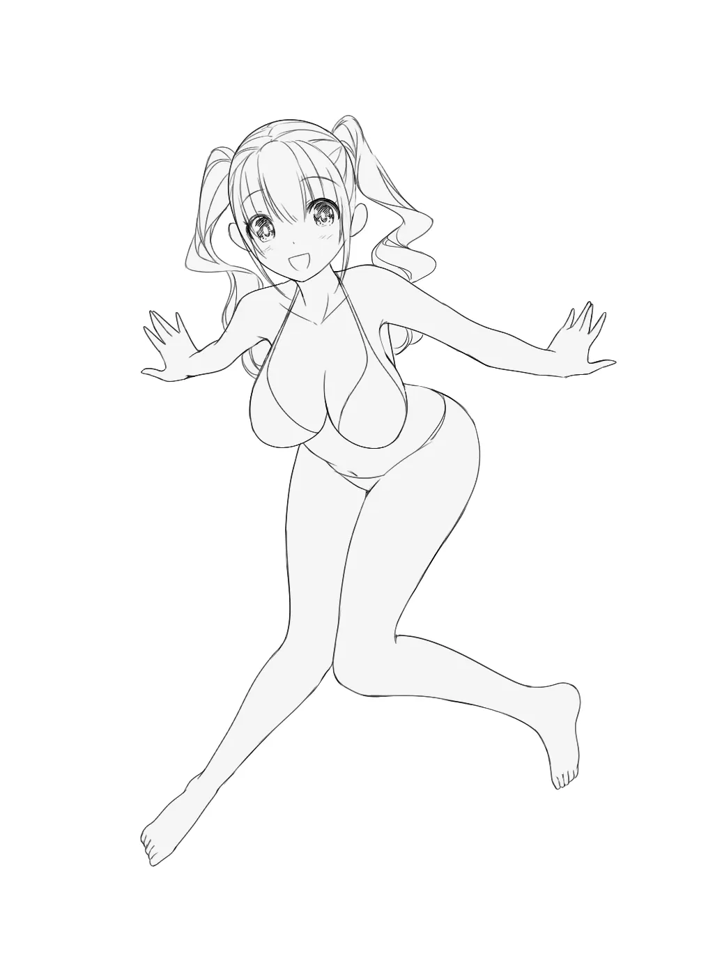 Anime Base Poses - Anime females jumping pose