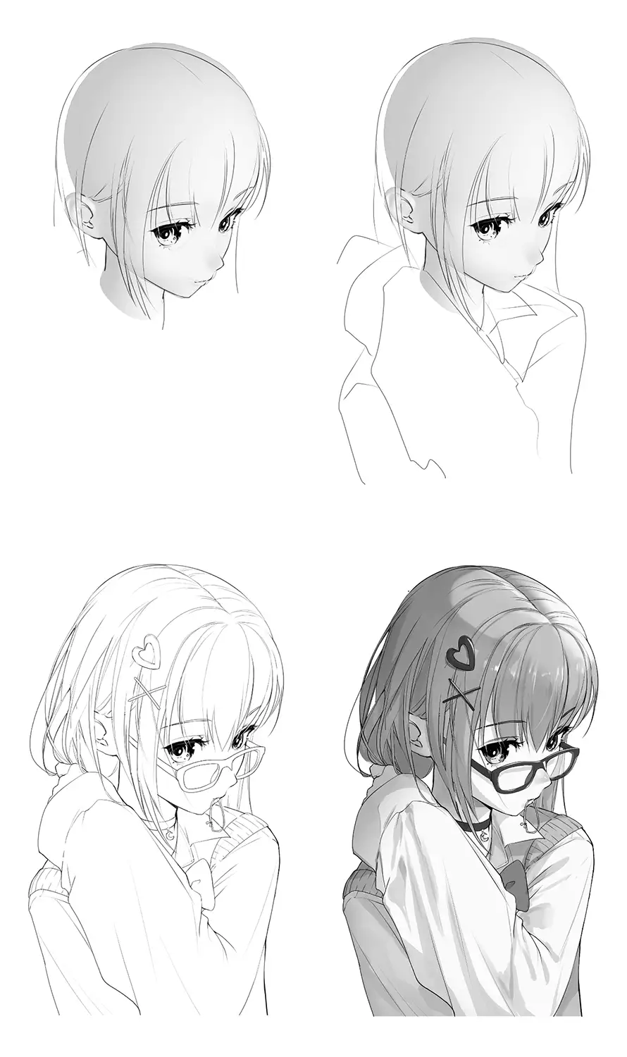 Anime girl head BASE - CLIP STUDIO ASSETS