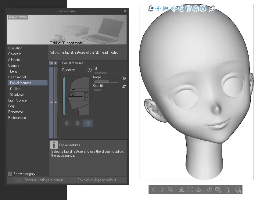 Anime girl head BASE - CLIP STUDIO ASSETS